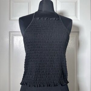 Black Smocked Halter Top